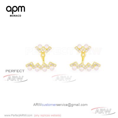 AAA Copy APM Monaco Jewelry - Yellow Gold Diamond Z Earrings